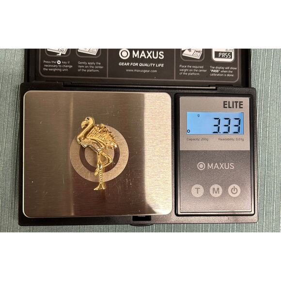 Vintage 14K Gold Flamingo Brooch Pendant Diamond Sapphire BIRD Estate Pin 3.33g - Picture 14 of 15